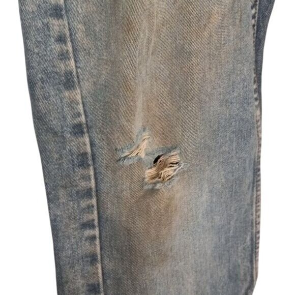 Levis 505 Original Fit W32 L30 Mens Jeans Distressed Blue Denim - Picture 11 of 15